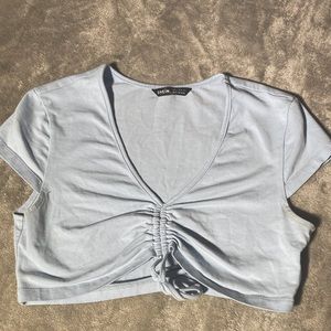 Cinched V-neck crop top